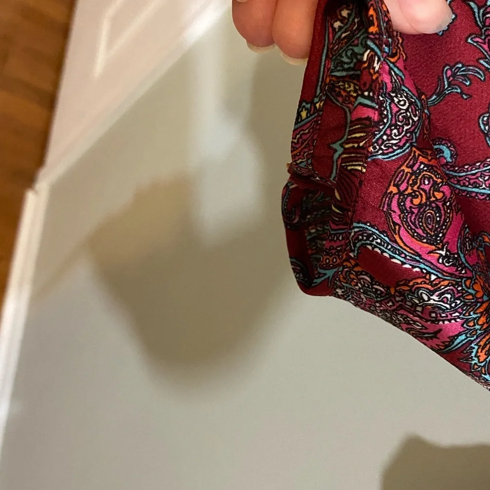 Talbots Red Paisley Ruffle Blouse - Picture 8 of 14